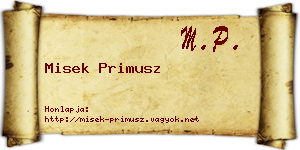 Misek Primusz névjegykártya
